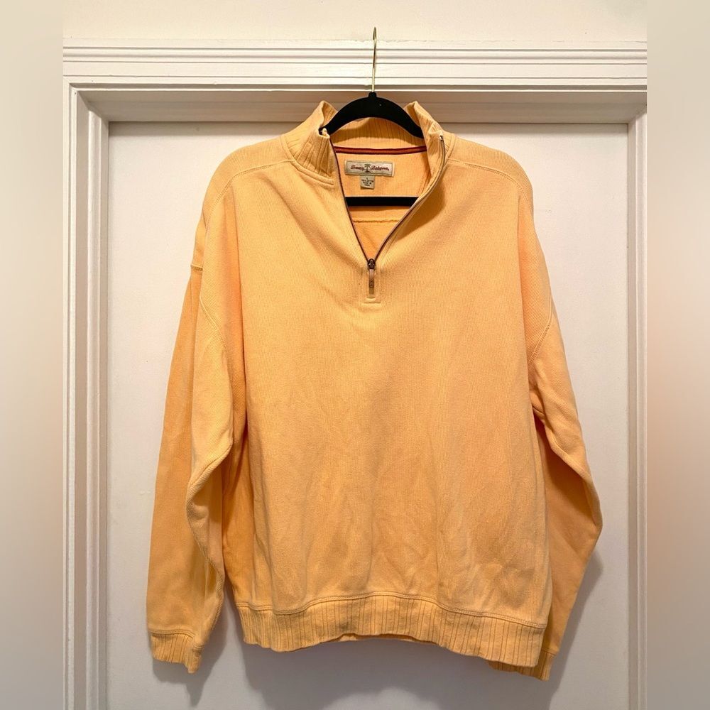 Tommy Bahama Pullover Men’s Large 1/4 Zip Orange Preppy Coastal Beach Logo